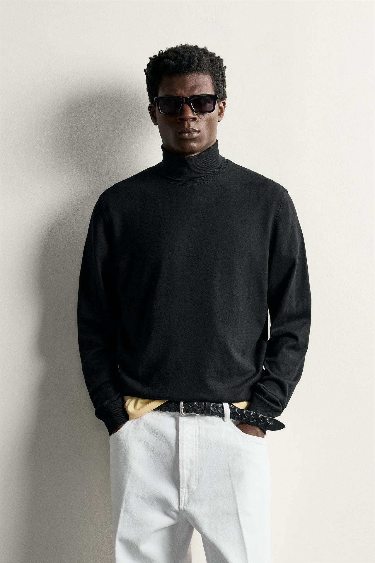 BASIC HIGH NECK JUMPER — Black