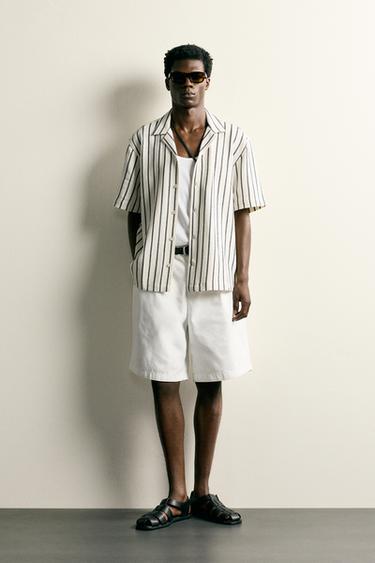 TEXTURED SHIRT - Ecru / Black by Zara