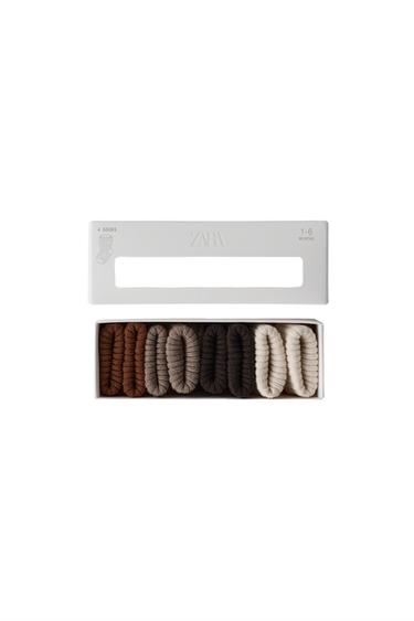 FOUR-PACK OF COLORED SOCKS IN A BOX — Brown 1