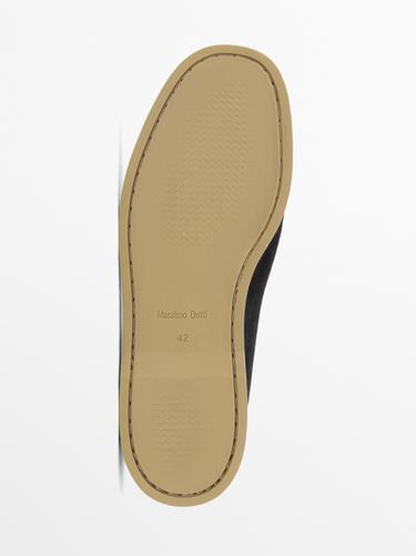 Mocassin en croûte de cuir souple - Bleu marine de Zara - Image 0