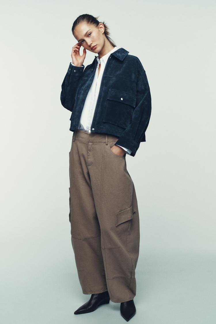 ZARA 100% LEATHER BOMBER JACKET