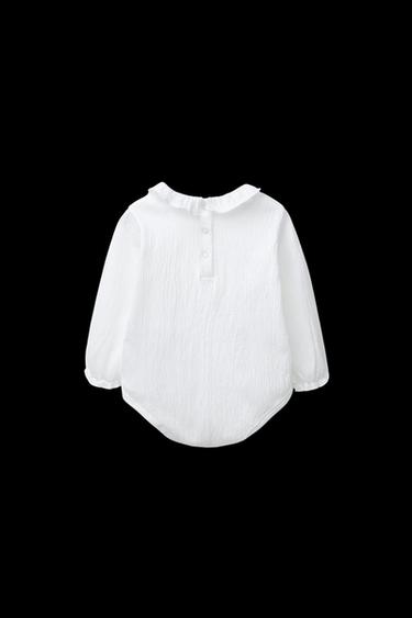 Zara TEXTURED BODYSUIT - Oyster-white