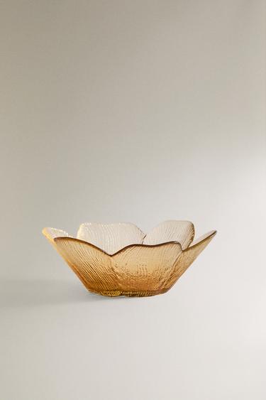 GLASS BOWL WITH RAISED FLORAL DESIGN - Yellow by Zara - Image 0