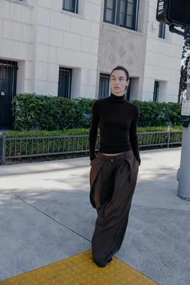 WOOL HIGH NECK JUMPER - Chocolate by Zara