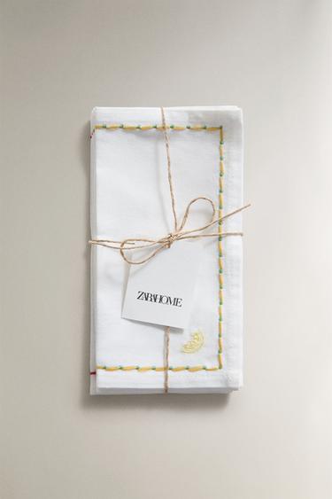 PACK OF FRUIT COCKTAIL NAPKINS (PACK OF 4) - Yellow by Zara - Image 4