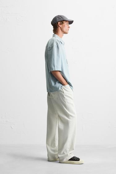 RELAXED FIT CHECK SHIRT - Blue/White by Zara - Image 3