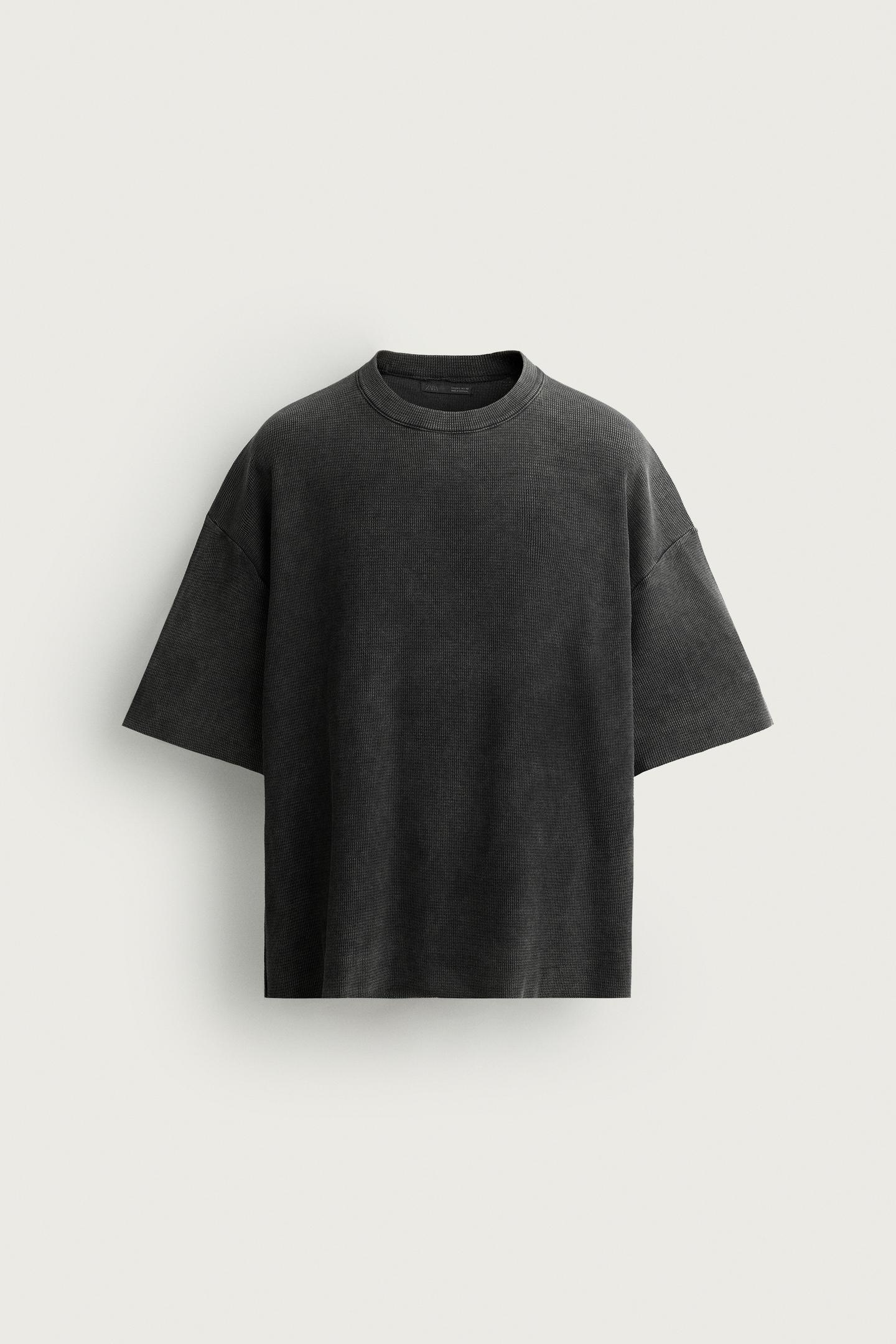 Мужская футболка Zara Washed Texture Knit, цвет: Чёрный — фото 7