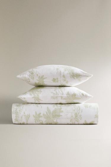 HOUSSE DE COUETTE SATIN TOILE DE JOUY PALMIERS - Vert de Zara - Image 0