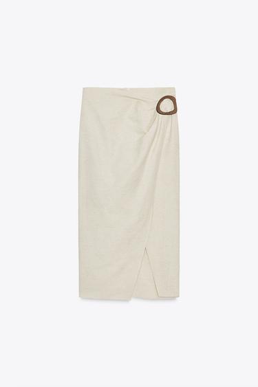 JUPE MI-LONGUE BOUCLE - Beige clair de Zara - Image 7