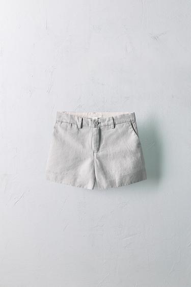 2-5 ANS/ BERMUDA AVEC LIN ÉDITION LIMITÉE - Gris clair de Zara - Image 0