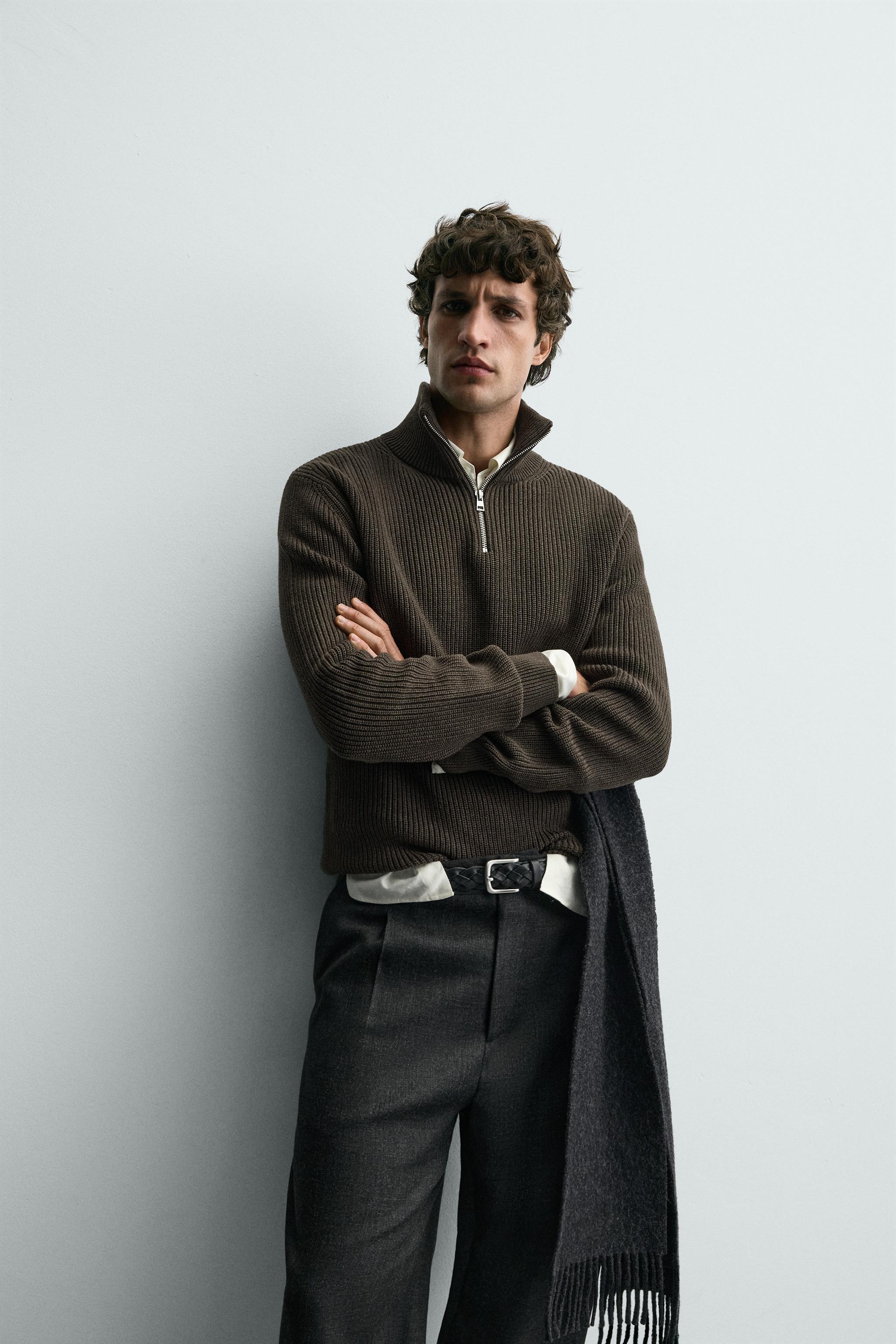 PURL KNIT ZIP-UP JUMPER