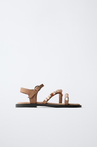 SANDALIA ABALORIOS - Marrón de Zara - Imagen 0