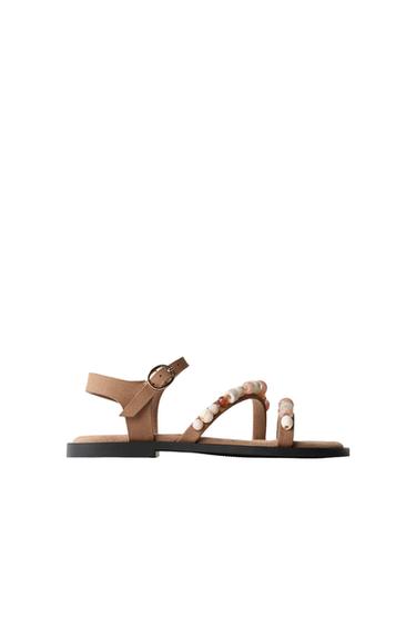 BEADED SANDALS - Brown by Zara - Image 0