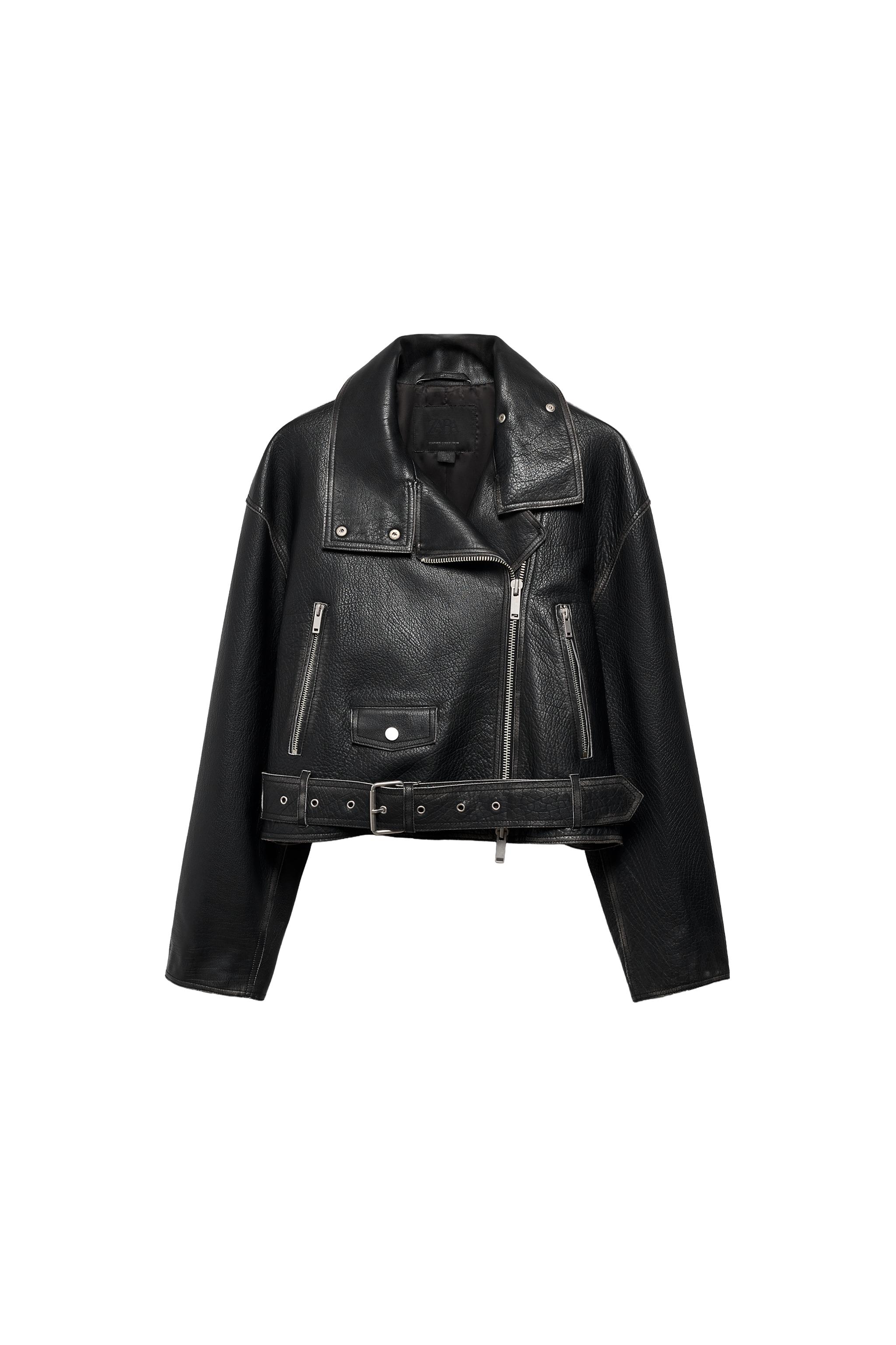 ZW COLLECTION LIMITED EDITION LEATHER BIKER JACKET - Black | ZARA