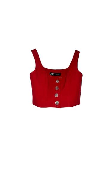 BEAUTIFUL CROP TOP SILVER BUTTONS