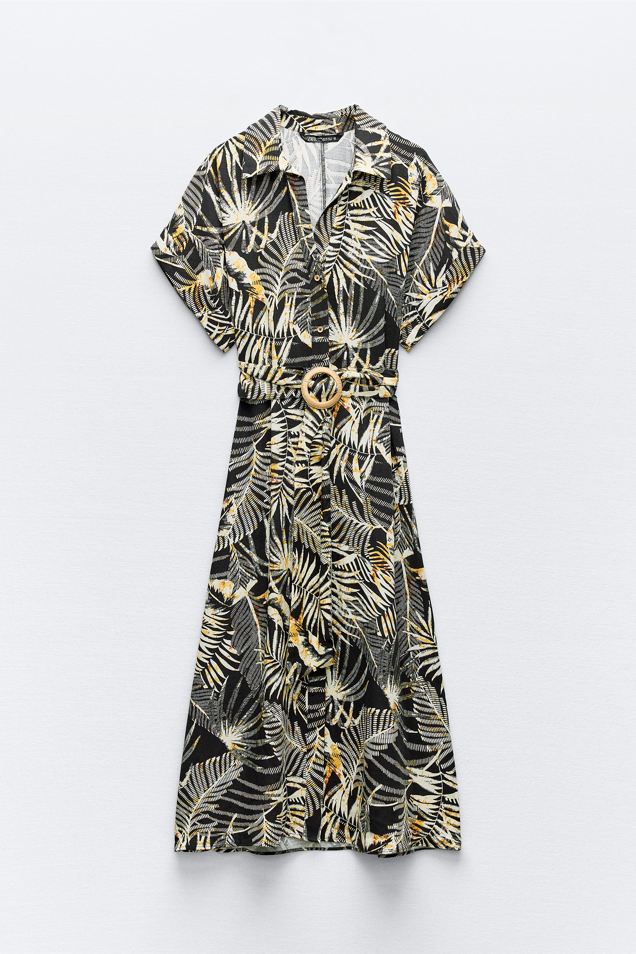 Palm tree print dress zara best sale