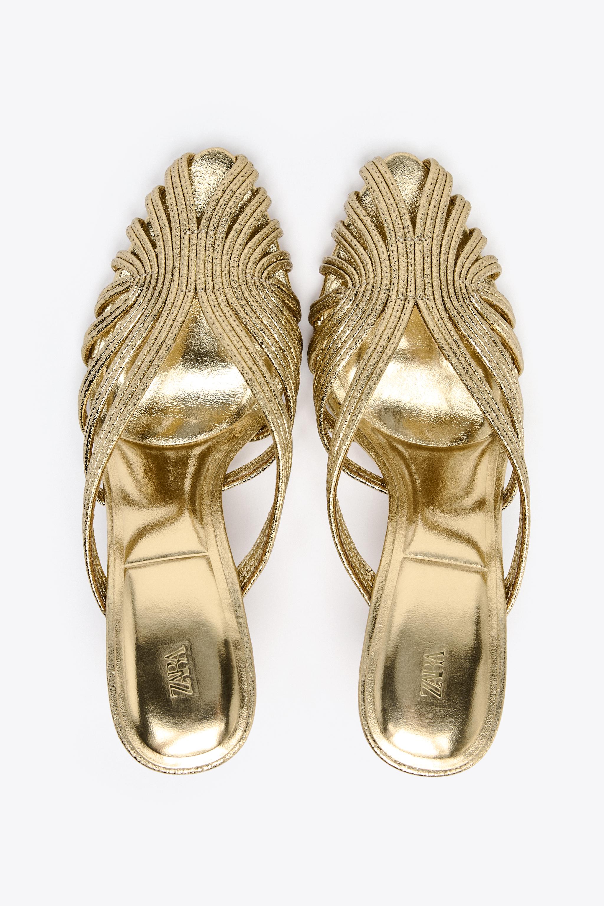 METALLIC EFFECT STILETTO HEEL SANDALS