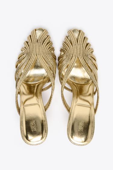 SANDALES À TALONS FINS À EFFET MÉTALLISÉ - Or de Zara - Image 6