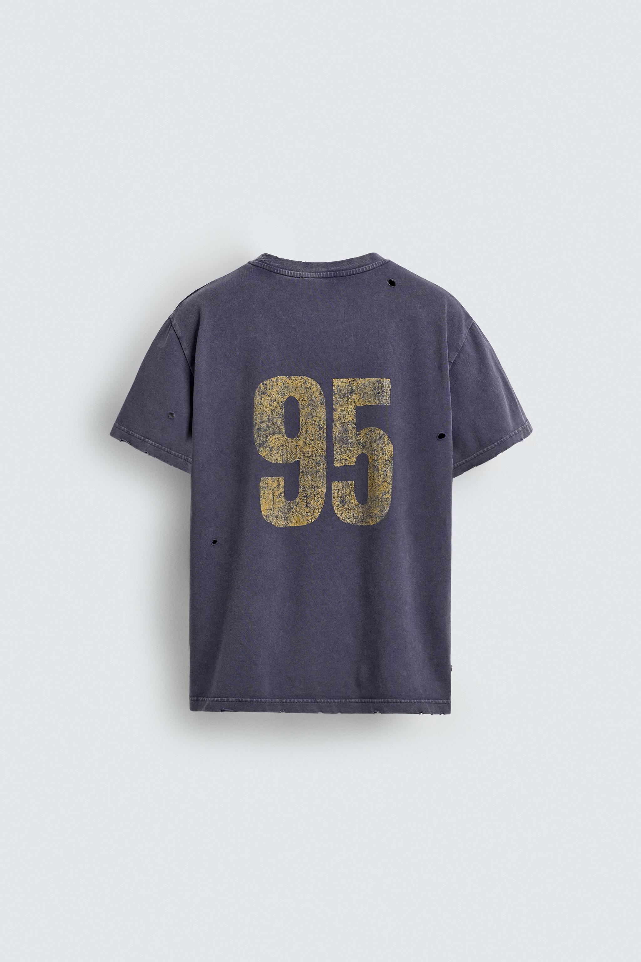 WASHED NUMBER PRINT T-SHIRT