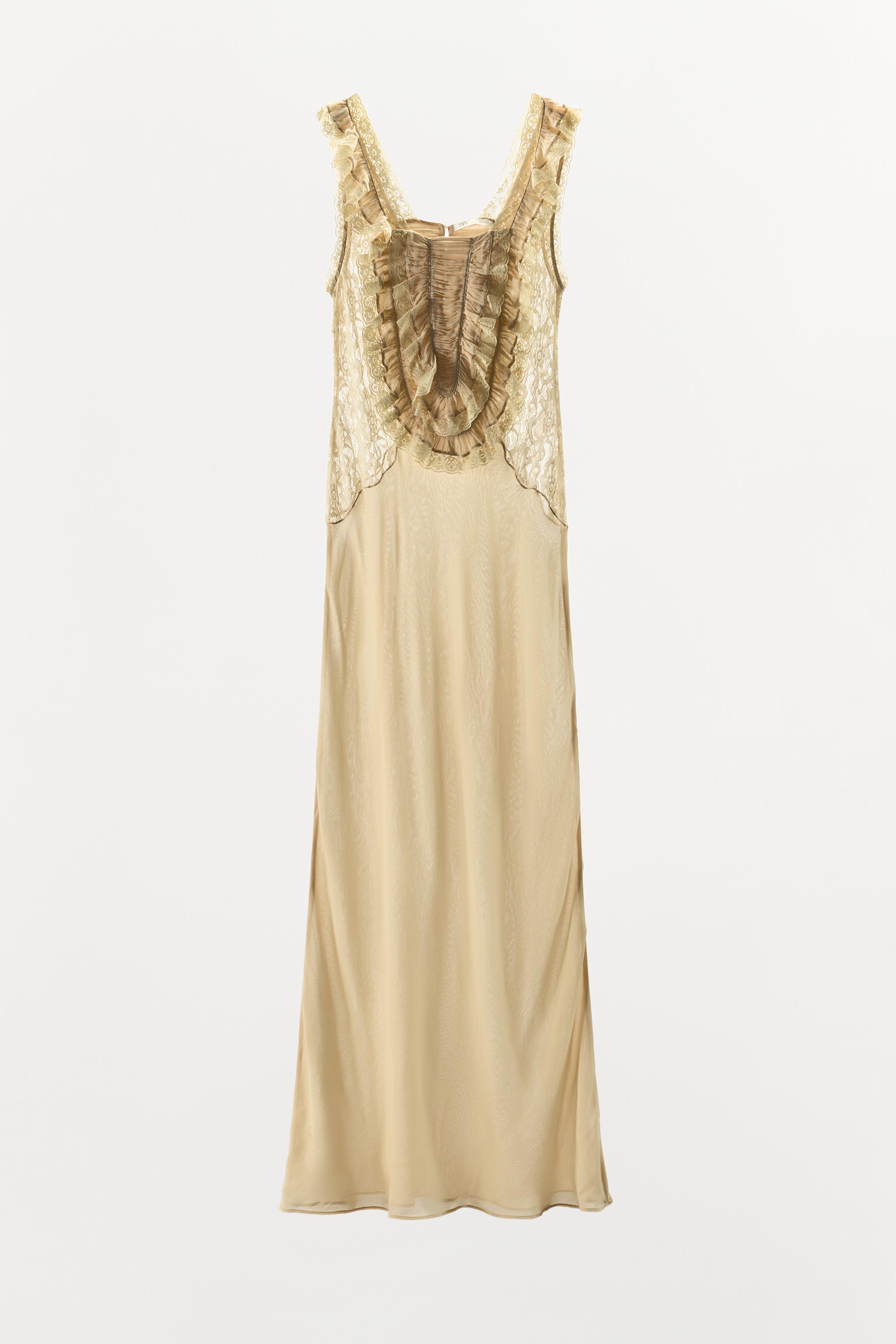 DRAPED LACE MAXI DRESS