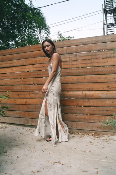 VESTIDO ESTAMPADO TIRAS ESPALDA - Blanco roto de Zara