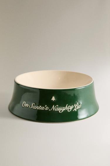 STONEWARE CHRISTMAS PET FOOD BOWL - أخضر الخاص بـ Zara