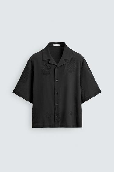 CUTWORK EMBROIDERED SHIRT - Black by Zara