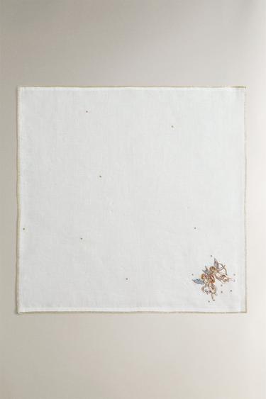 SERVIETTE DE TABLE LIN BRODÉE GÉMEAUX | MARISA BERENSON - Écru de Zara - Image 1