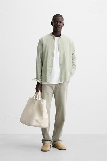 РУБАШКА ИЗ ЖАТОГО ХЛОПКА — ХАКИ от Zara — изображение 0