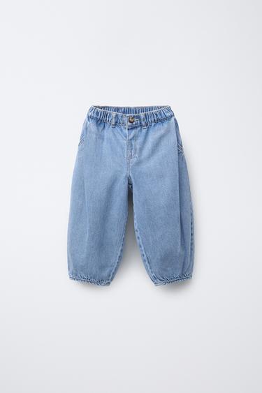 TIMELESZ - JEANS FOLGADOS COM PREGAS - Índigo-claro da Zara