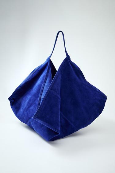 SUEDE BUCKET BAG - Blue by Zara