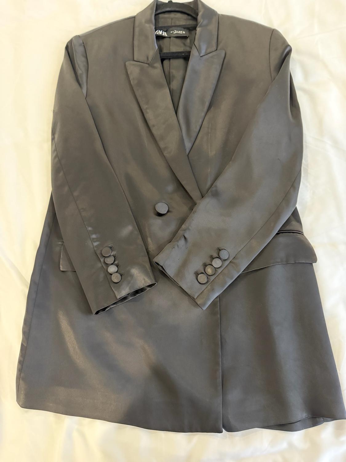 SATIN EFFECT DOUBLE BREASTED BLAZER - Image 3