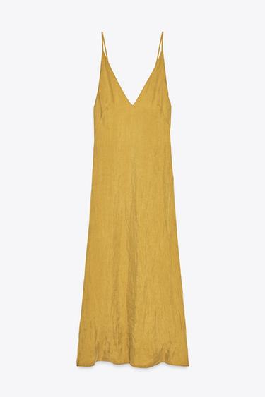 BRĪVI KRĪTOŠA MIDI GARUMA KLEITA - Mustard no Zara