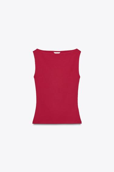 CAMISETA RIB - Fucsia de Zara