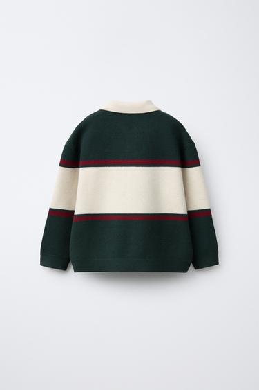 POLO EN MAILLE VARSITY - Vert / Écru de Zara - Image 1
