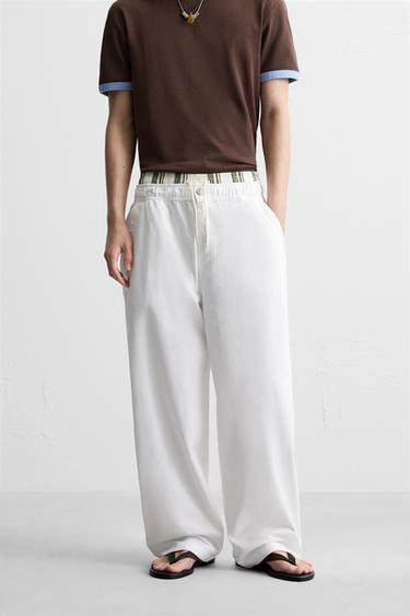 WASHED CANVAS TROUSERS - White by Zara