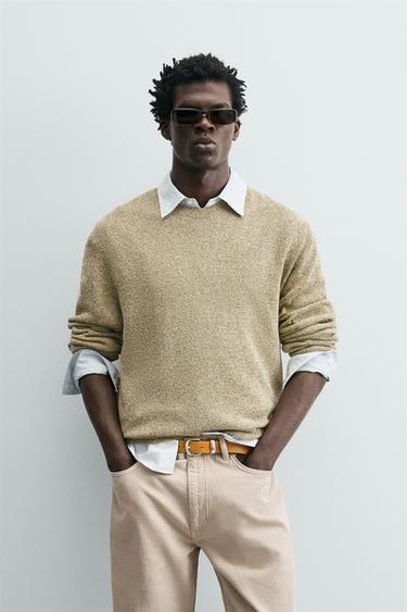 Zara COTTON BLEND CABLE JUMPER - Pistachio green