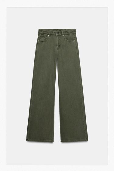 JEANS Z1975 WIDE LEG TIRO ALTO FLUIDO - Khaki de Zara