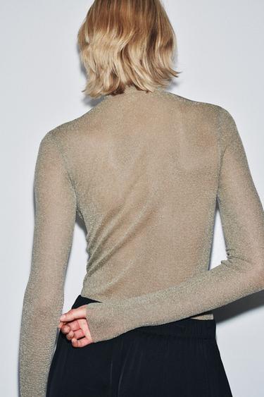 TOP EN MAILLE FINE FIL MÉTALLISÉ - Doré de Zara - Image 2
