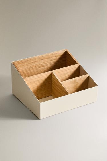 WOOD AND METAL ORGANISER BOX - White by Zara - Image 1