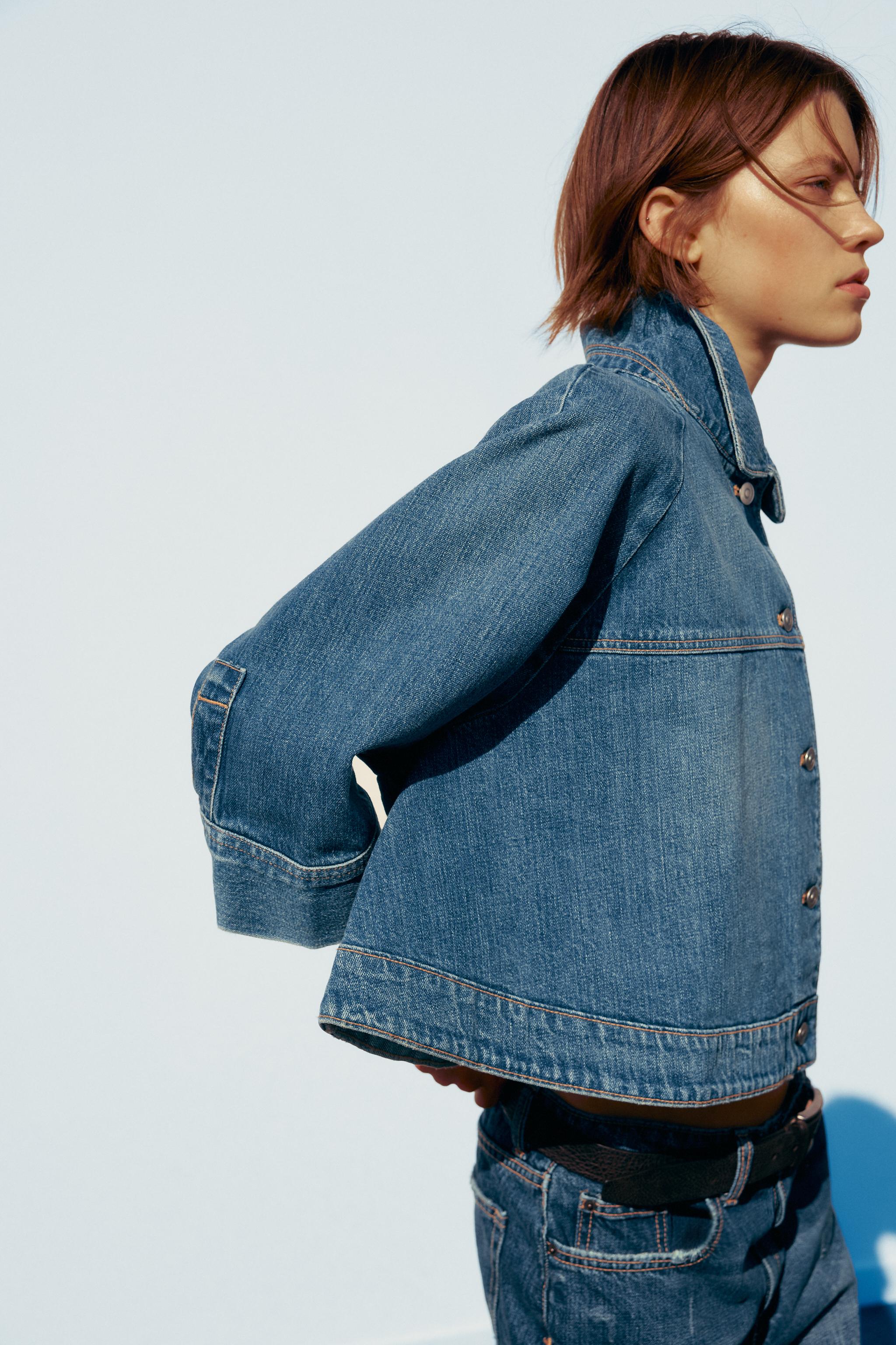 【ZARA】TRF ケープデニムジャケット 8727/070/400 LAYERED DENIM JACKET - Blue | ZARA United States