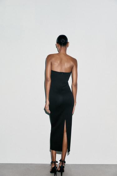 ROBE MIDI ENCOLURE CŒUR - Noir de Zara - Image 3