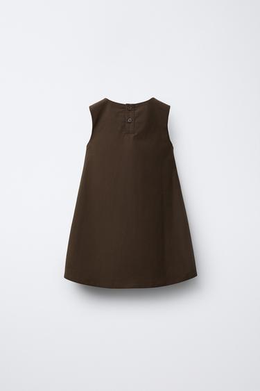 BOW PINAFORE DRESS - Brown by Zara