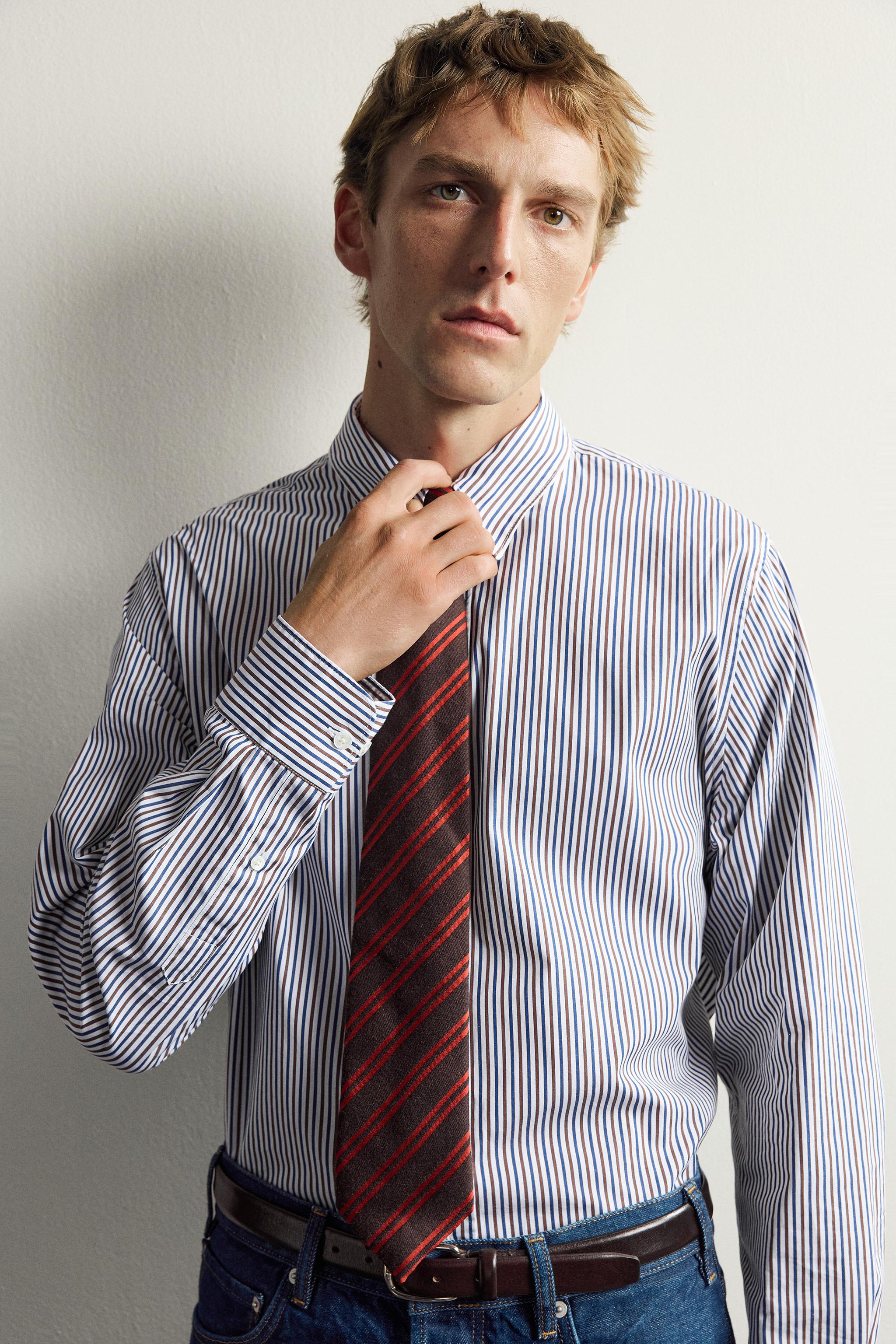 AARON LEVINE X ZARA WOOL-SILK STRIPED TIE