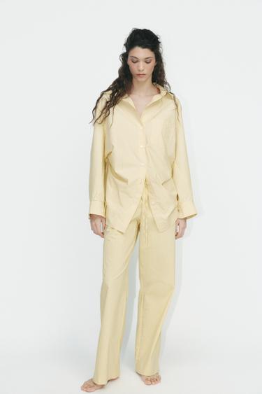OVERSIZED STRIPED POPLIN SHIRT - Yellow by Zara