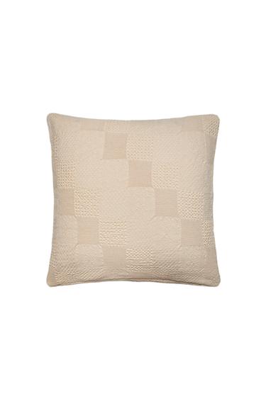 Zara PATCHWORK THROW PILLOW COVER - Dark beige