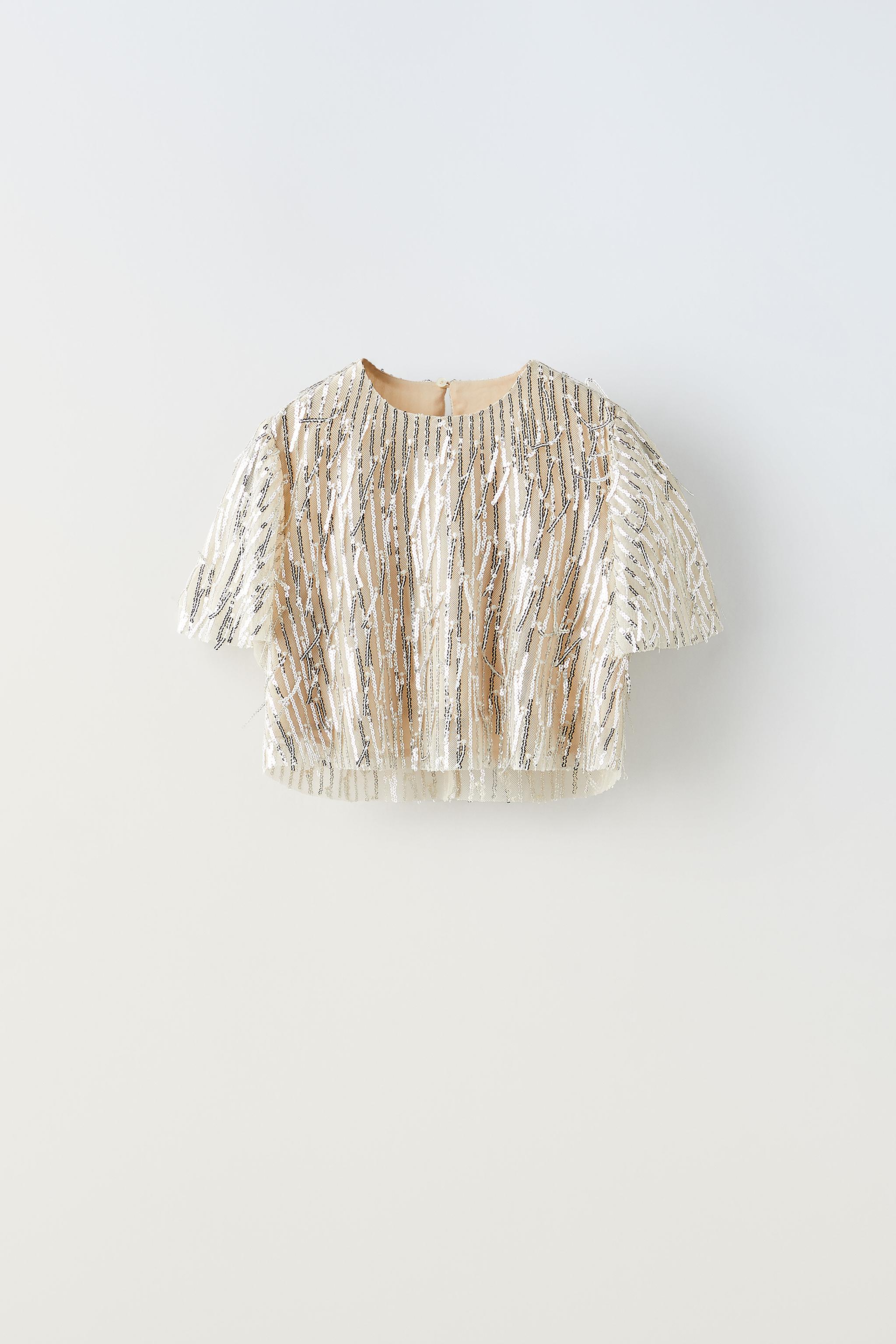 Zara gold sales sequin top