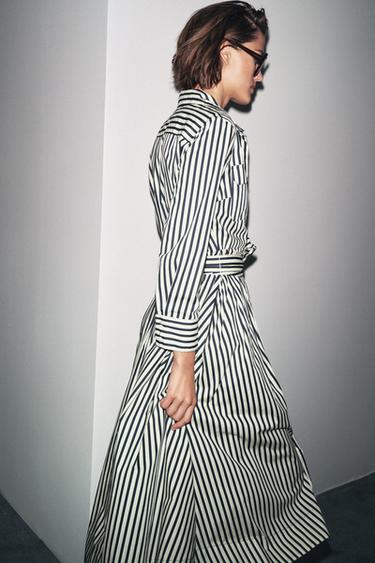 STRIPED SHIRT DRESS ZW COLLECTION - Ecru / Blue by Zara - Image 5