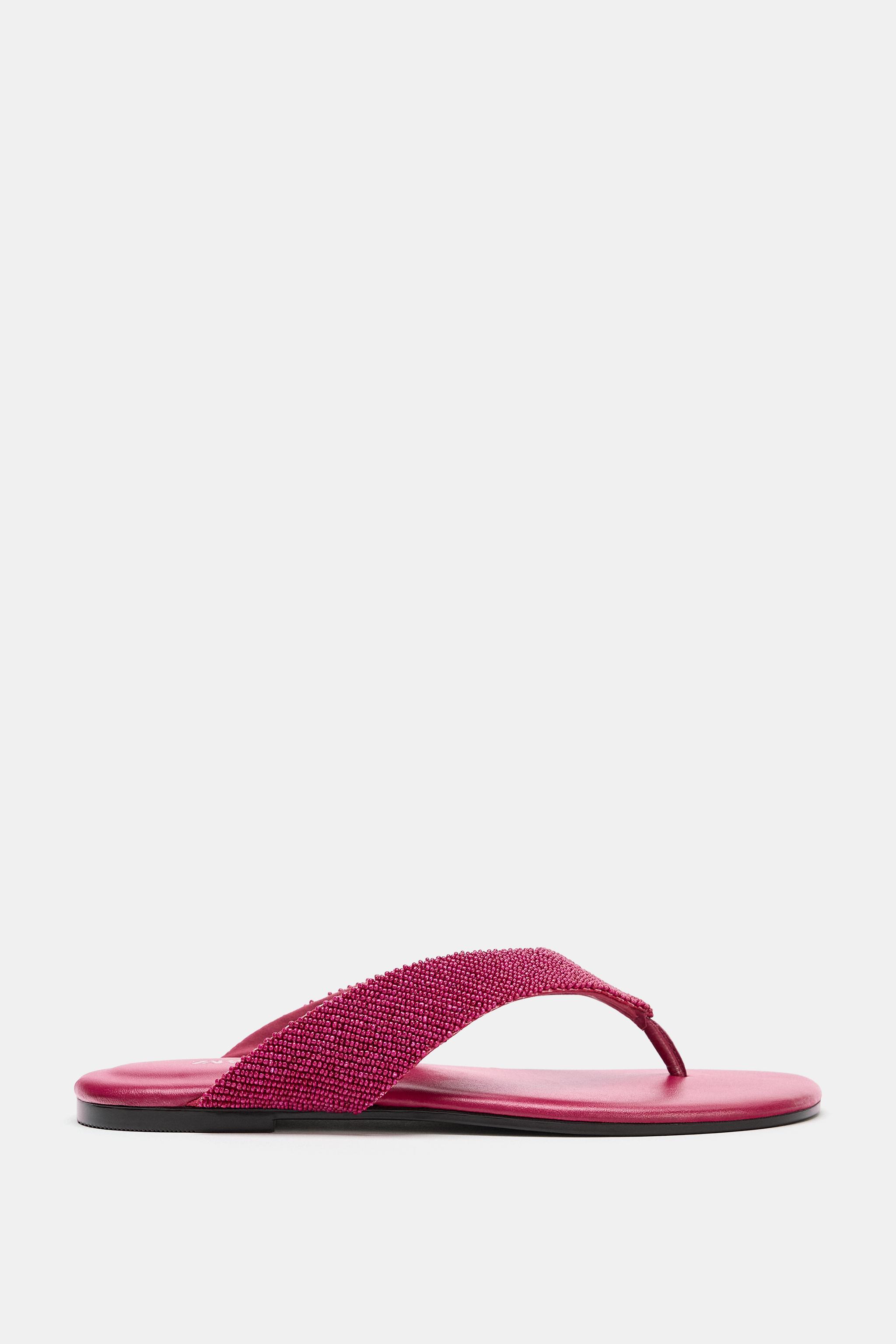 Женские сандалии Zara BEADED FLAT SANDALS — фото 4
