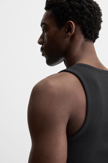 BASIC RIB TANK TOP - Black by Zara